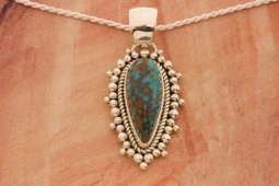 Artie Yellowhorse Genuine Mineral Park Turquoise  Sterling Silver Pendant